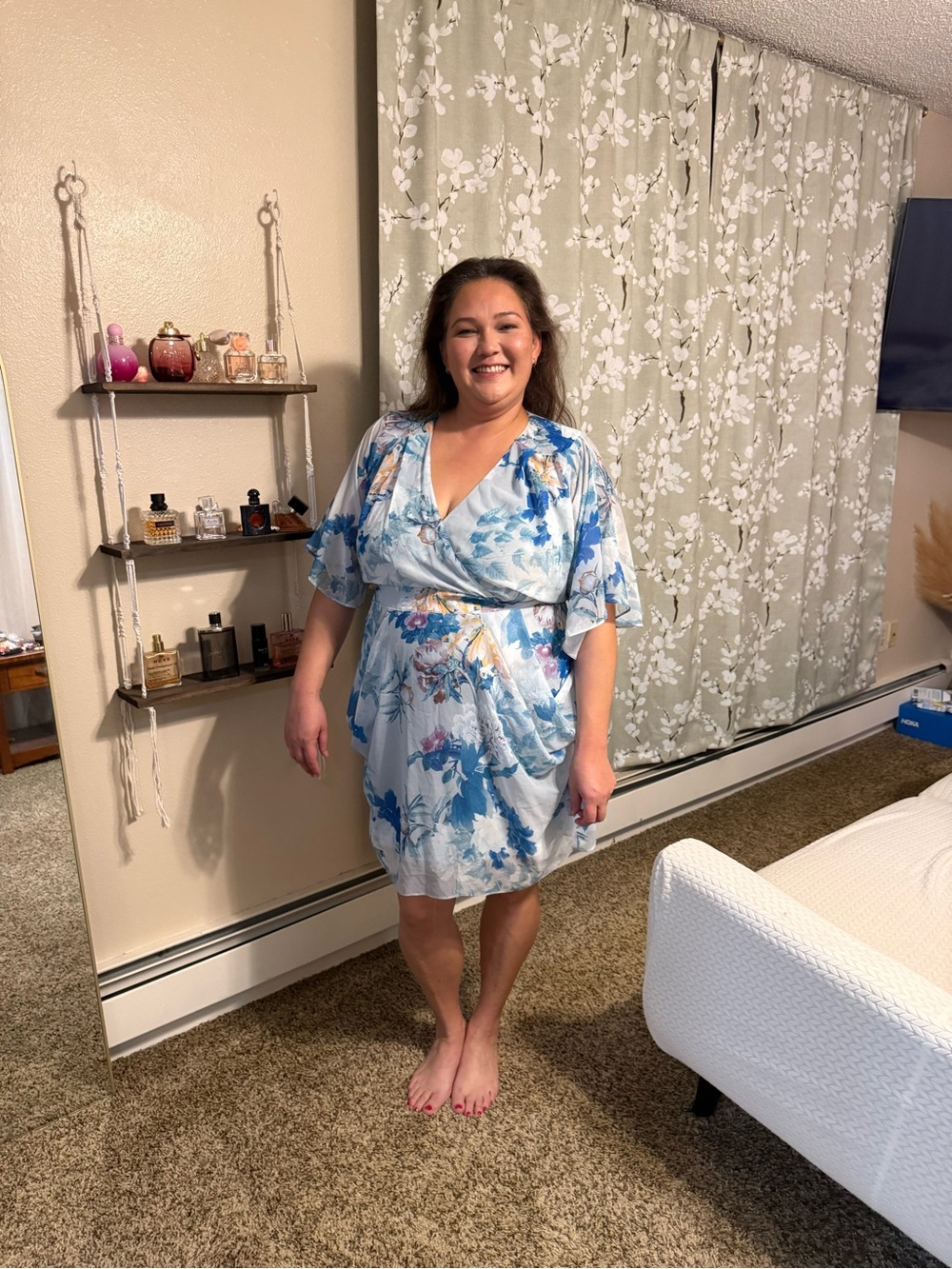City Chic Blue Floral Wrap Mini Dress
